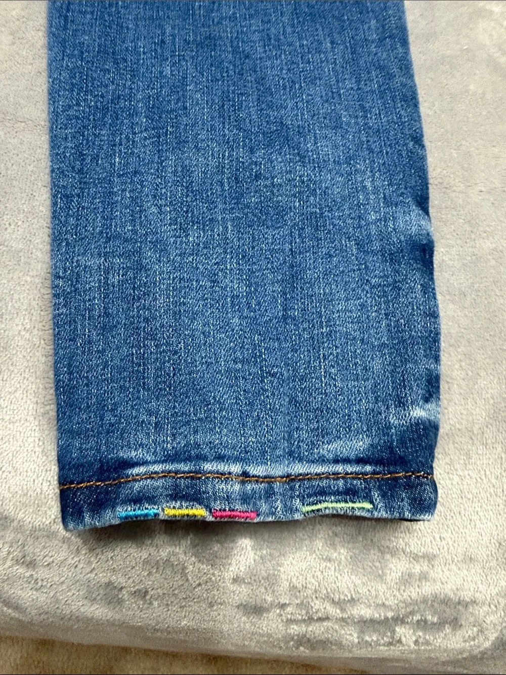 Judy Blue Medium Blue Rainbow Distressed Skinny Jeans style# JB88266 item: 72503